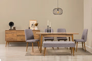 Conjunto de mesa de jantar extensível, cadeiras e Aparador (7 peças)-Vina-Pinheiro Atlântico
Cinza
