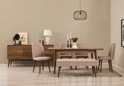 Conjunto de mesa de jantar extensível, cadeiras e Aparador (7 peças)-Vina-Nogueira
Pedra