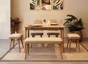 Conjunto de mesa de jantar extensível e cadeiras (6 peças)-Vina-Carvalho
Creme