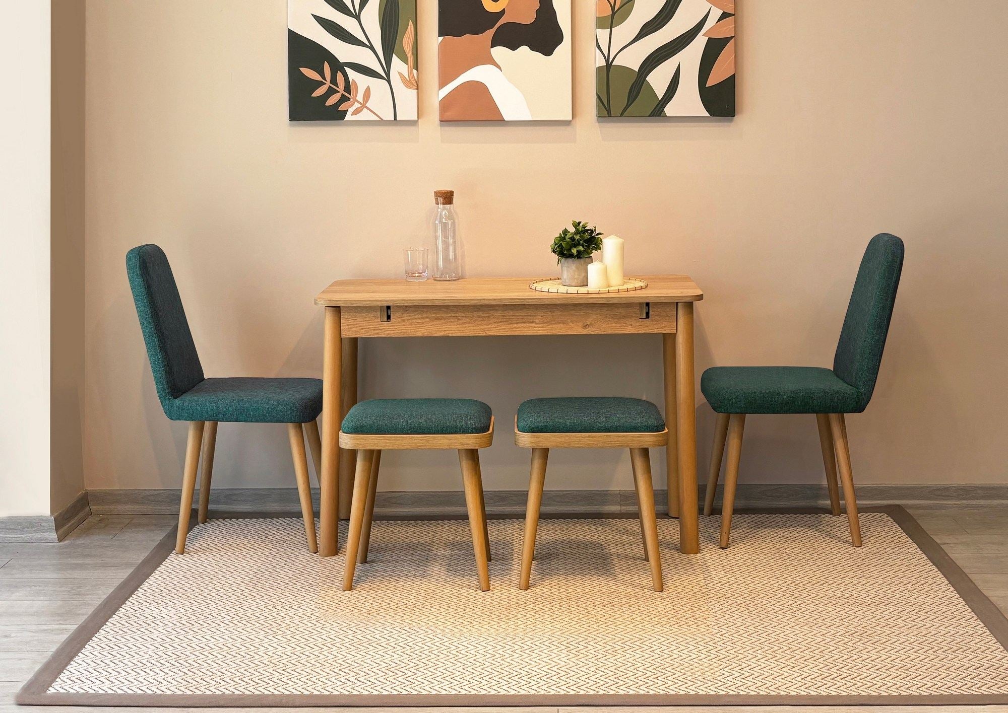 Conjunto de mesa de jantar extensível e cadeiras (6 peças)-Vina-Carvalho
Verde