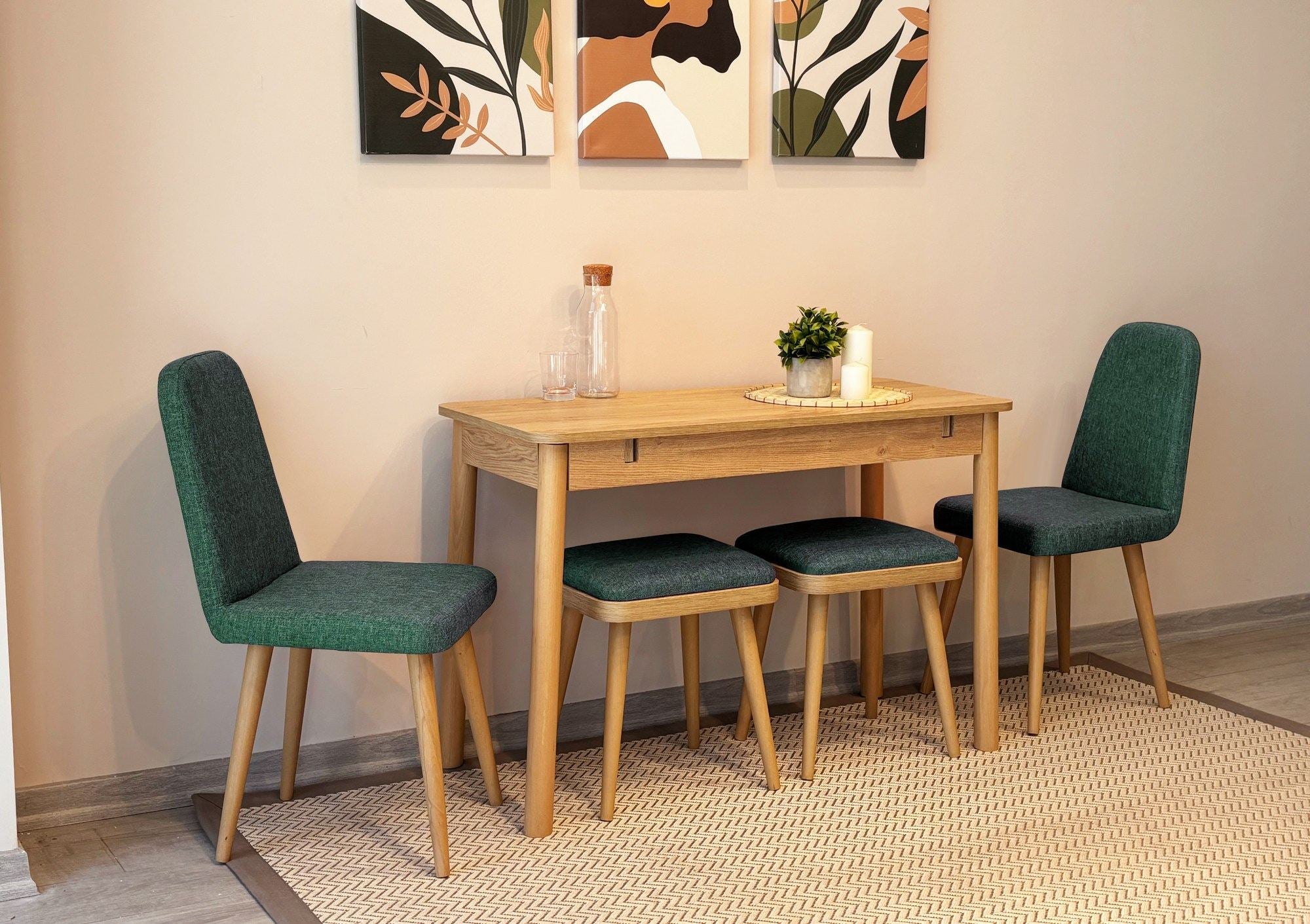 Conjunto de mesa de jantar extensível e cadeiras (6 peças)-Vina-Carvalho
Verde