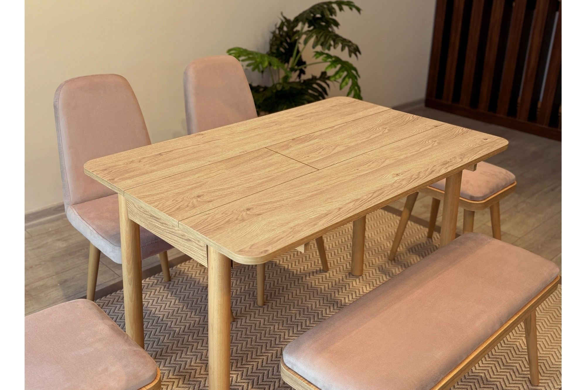 Conjunto de mesa de jantar extensível e cadeiras (6 peças)-Vina-Carvalho
Pedra