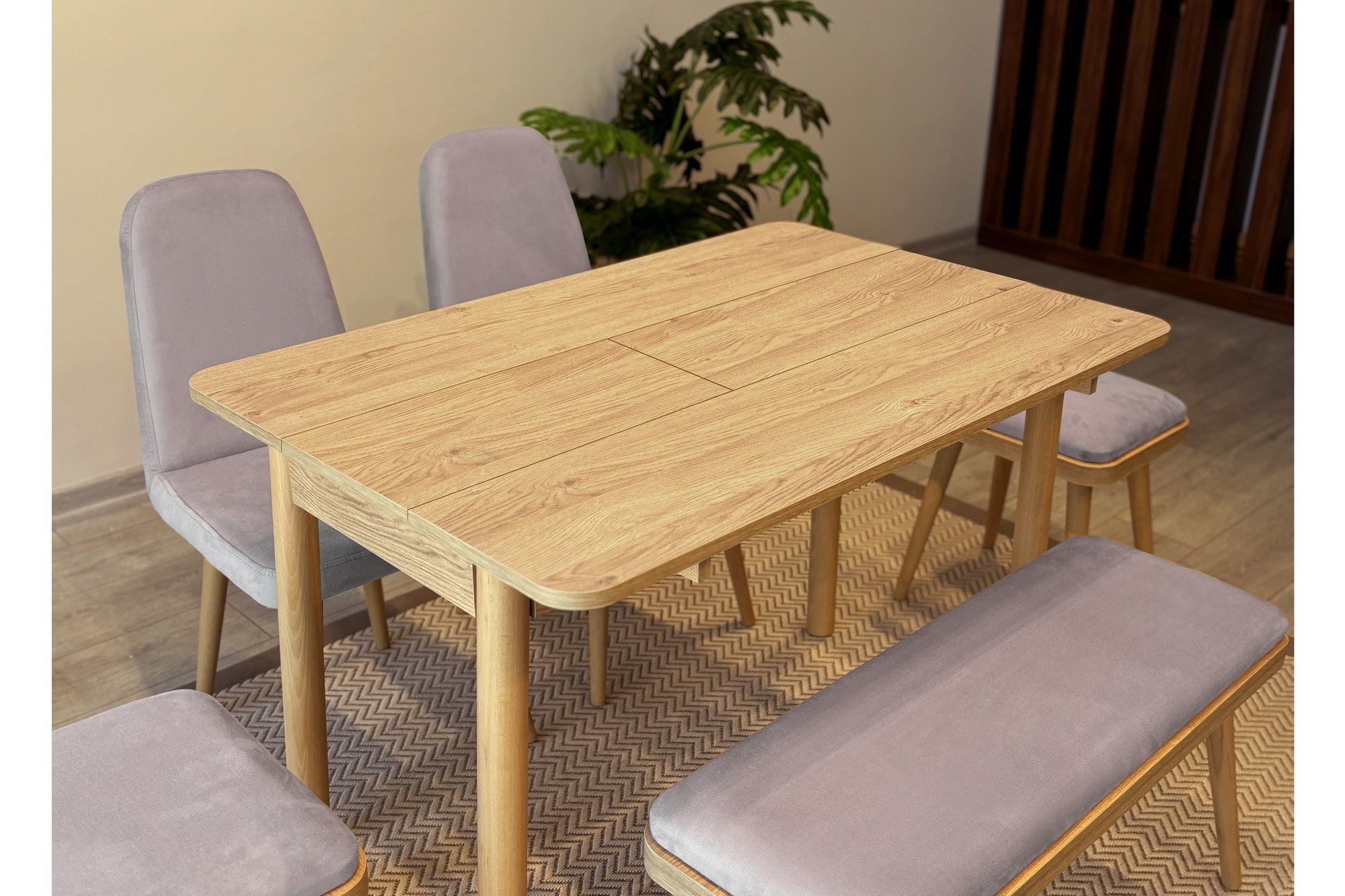 Conjunto de mesa de jantar extensível e cadeiras (6 peças)-Vina-Carvalho
Cinza Soho