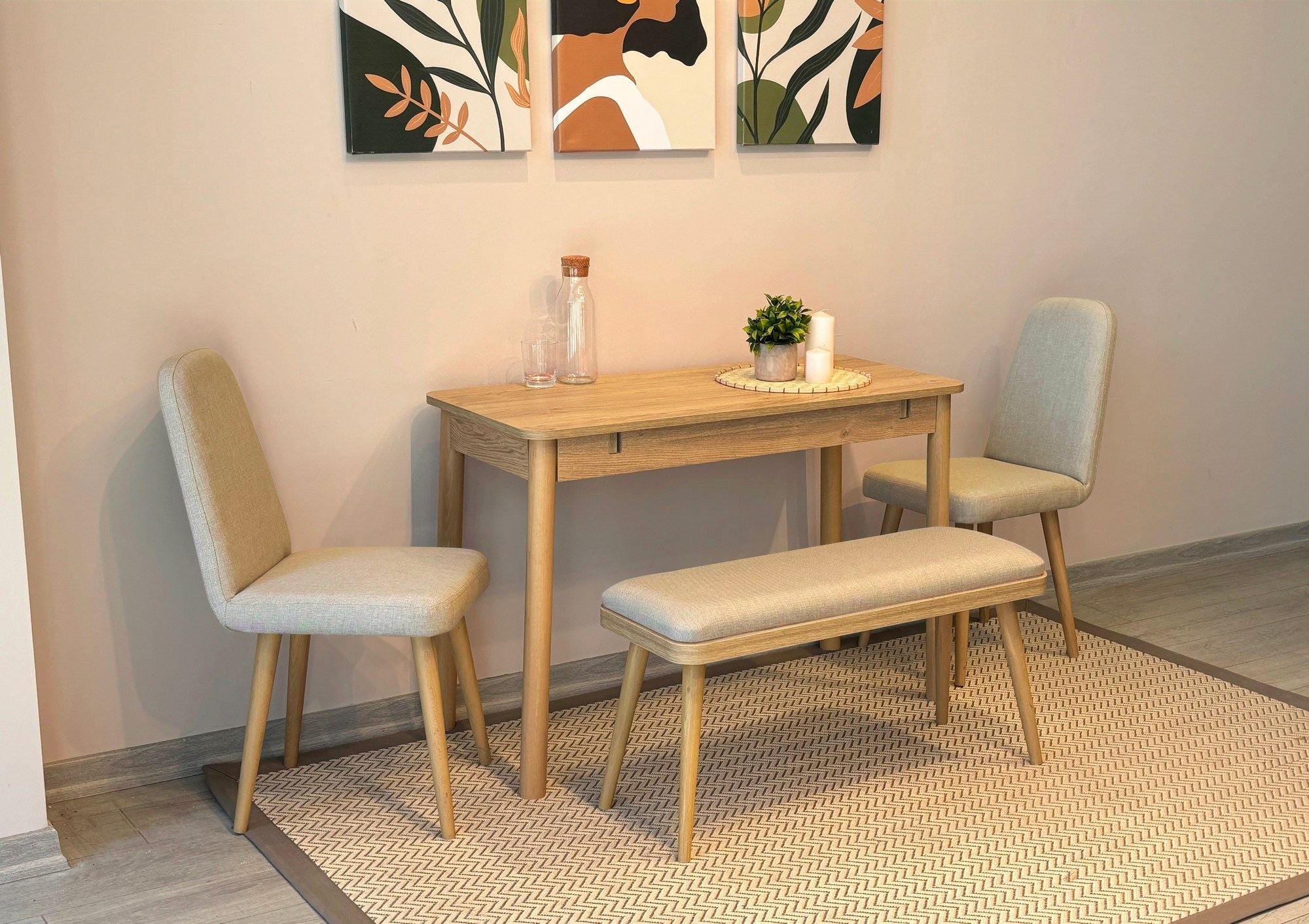 Conjunto de mesa de jantar extensível e cadeiras (4 peças)-Vina-Carvalho
Creme
