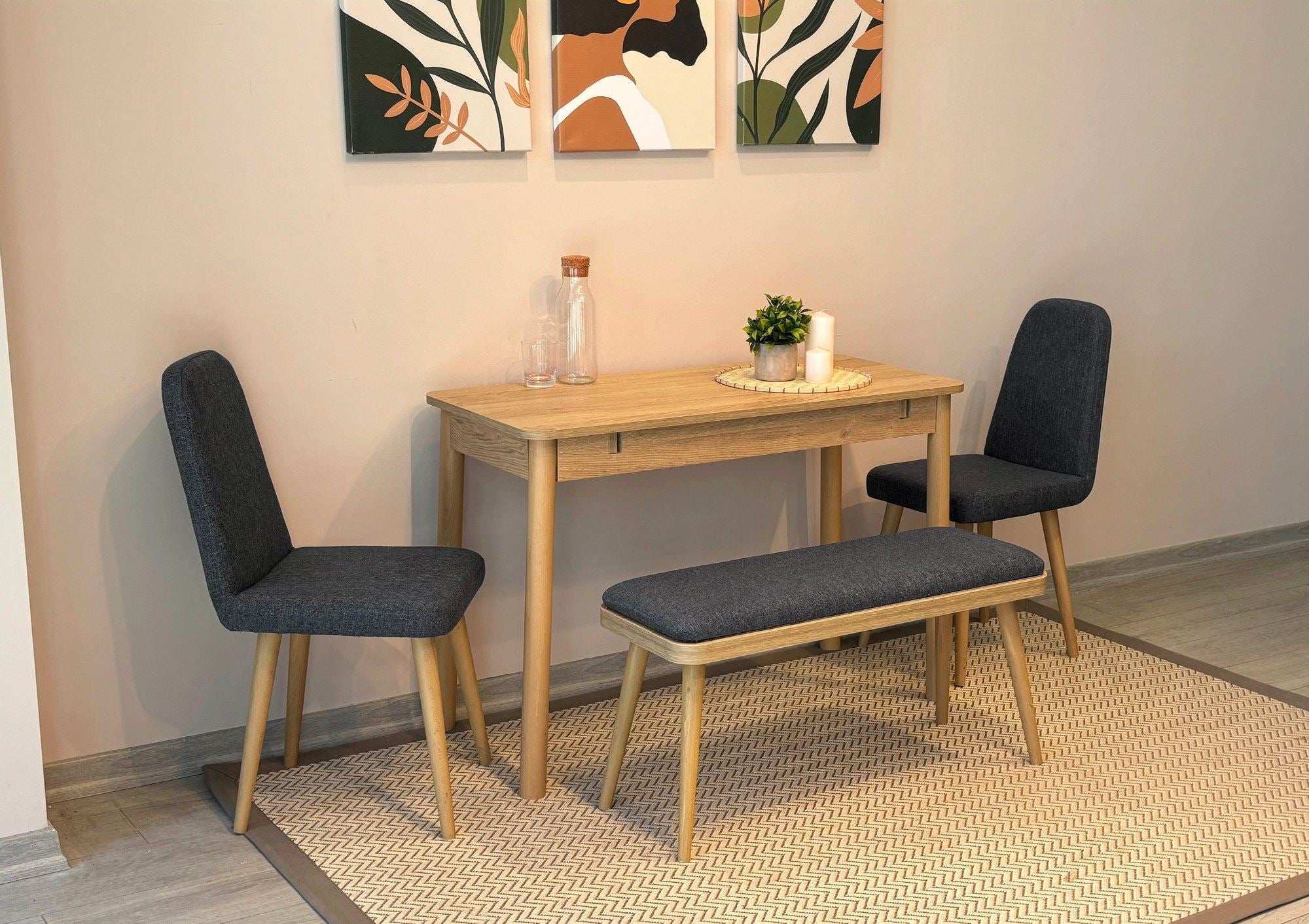 Conjunto de mesa de jantar extensível e cadeiras (4 peças)-Vina-Carvalho
Antracite