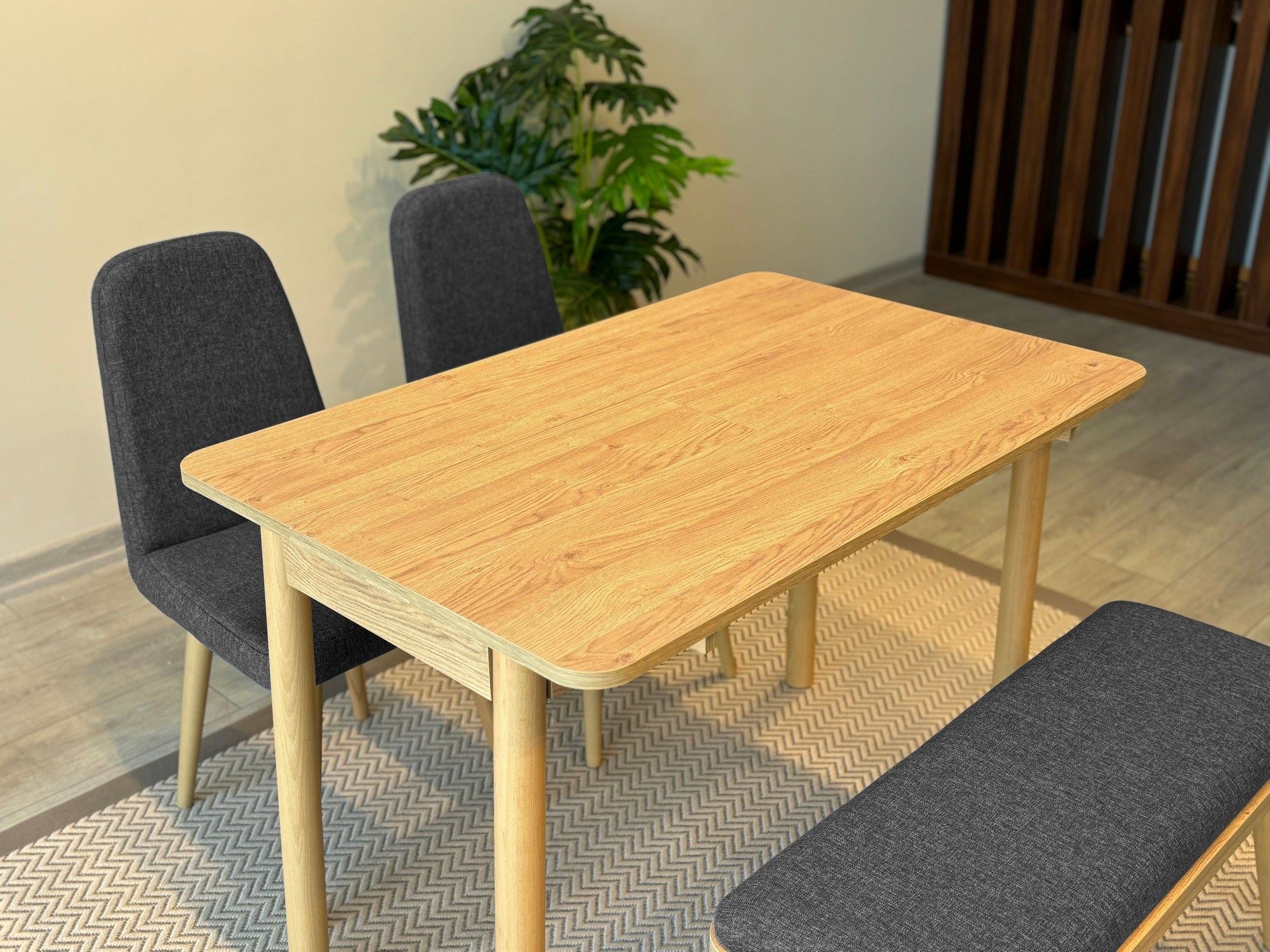 Conjunto de mesa de jantar extensível e cadeiras (4 peças)-Vina-Carvalho
Antracite