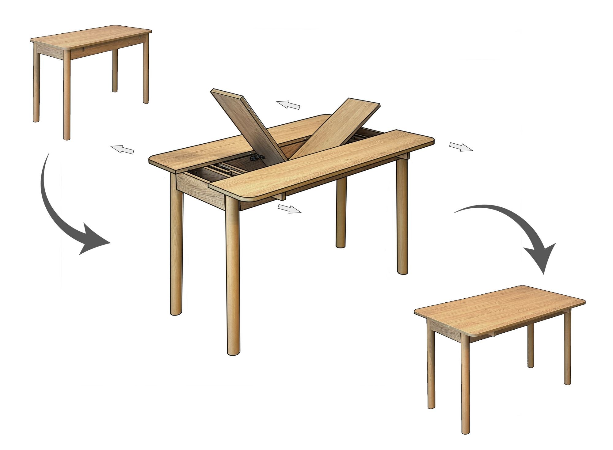 Conjunto de mesa de jantar extensível e cadeiras (4 peças)-Vina-Carvalho
Antracite