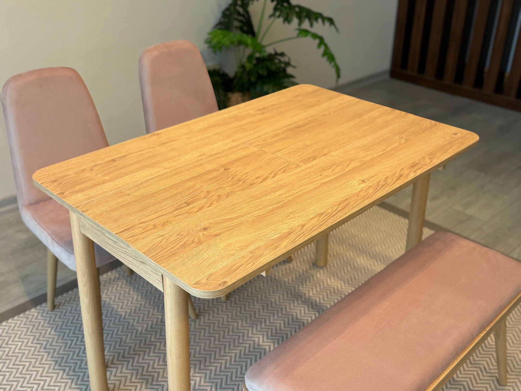 Conjunto de mesa de jantar extensível e cadeiras (4 peças)-Vina-Carvalho
Pedra