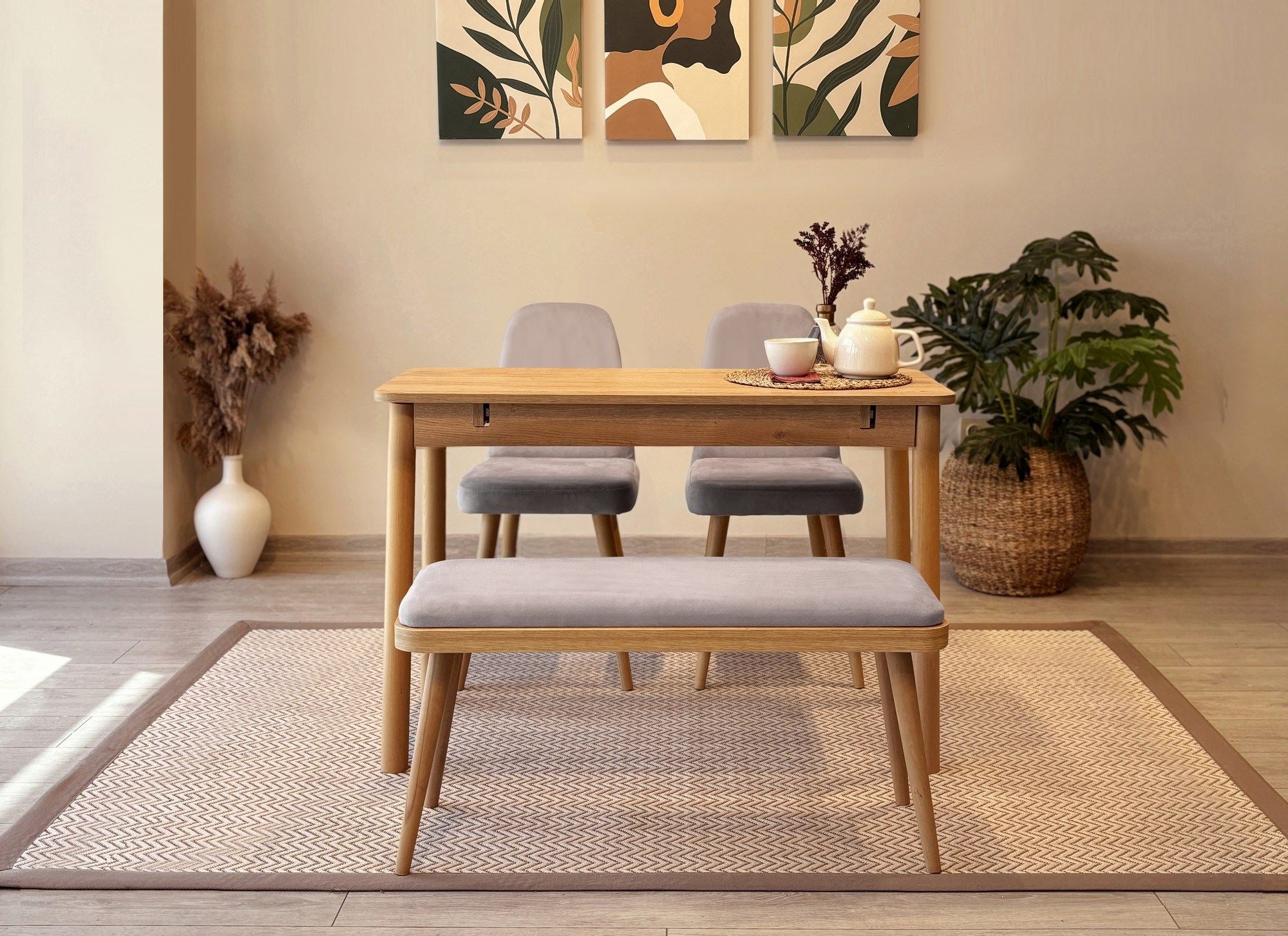 Conjunto de mesa de jantar extensível e cadeiras (4 peças)-Vina-Carvalho
Cinza Soho