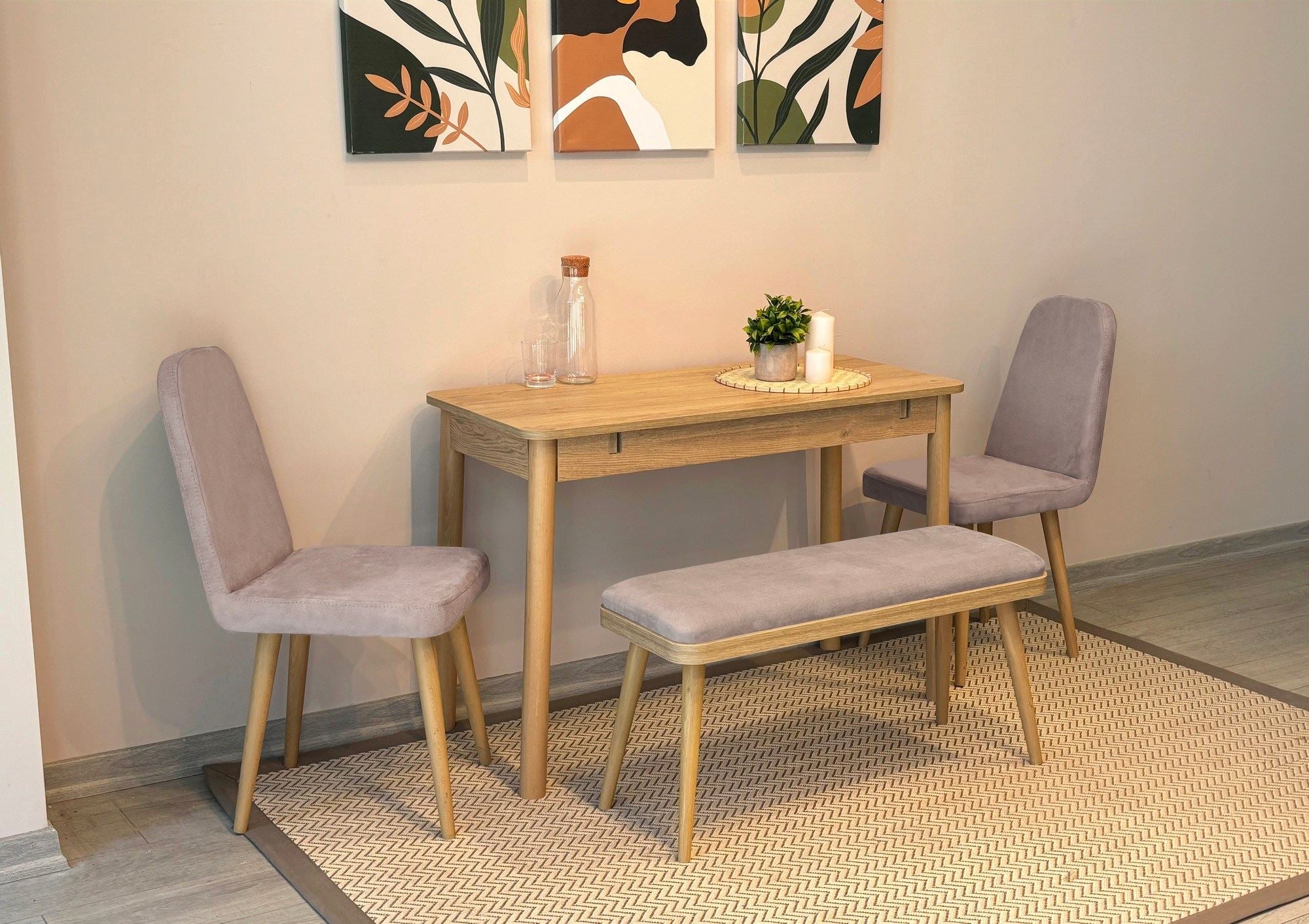 Conjunto de mesa de jantar extensível e cadeiras (4 peças)-Vina-Carvalho
Cinza Soho