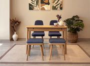 Conjunto de mesa de jantar extensível e cadeiras (5 peças)-Vina-Carvalho
Azul Escuro