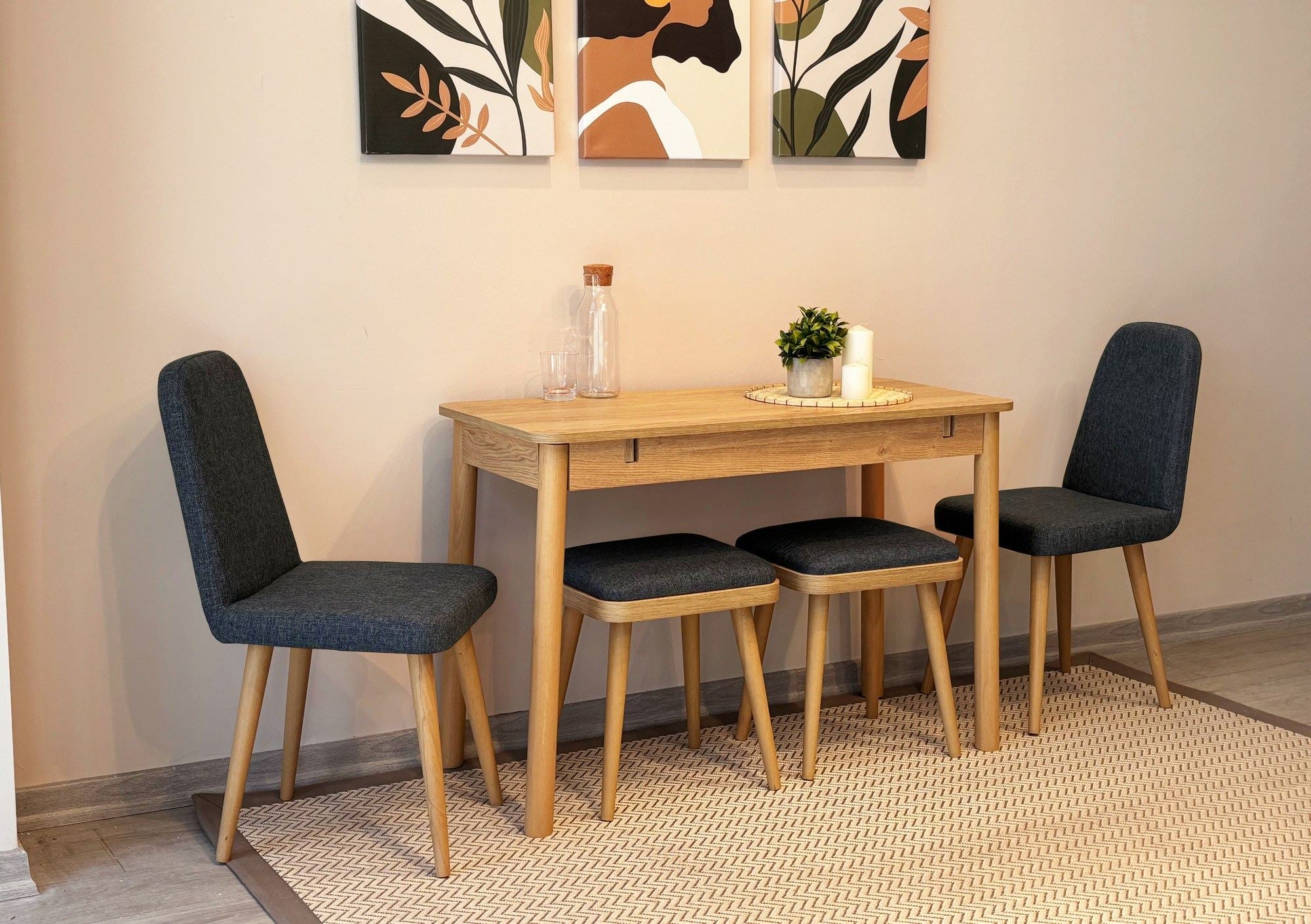 Conjunto de mesa de jantar extensível e cadeiras (5 peças)-Vina-Carvalho
Antracite
