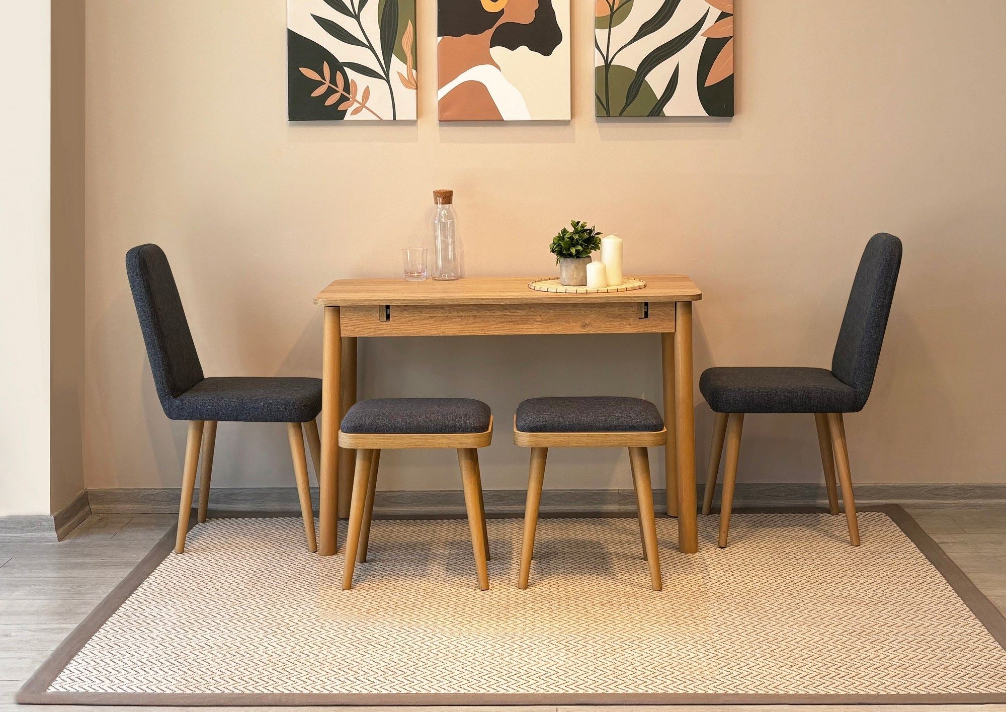 Conjunto de mesa de jantar extensível e cadeiras (5 peças)-Vina-Carvalho
Antracite