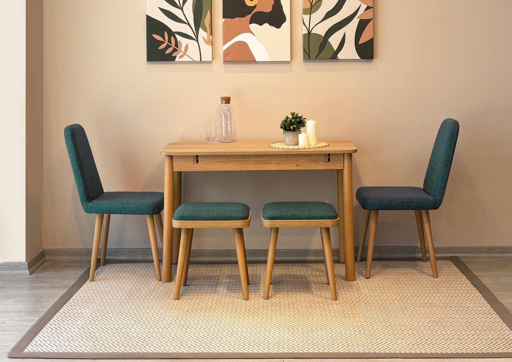 Conjunto de mesa de jantar extensível e cadeiras (5 peças)-Vina-Carvalho
Verde