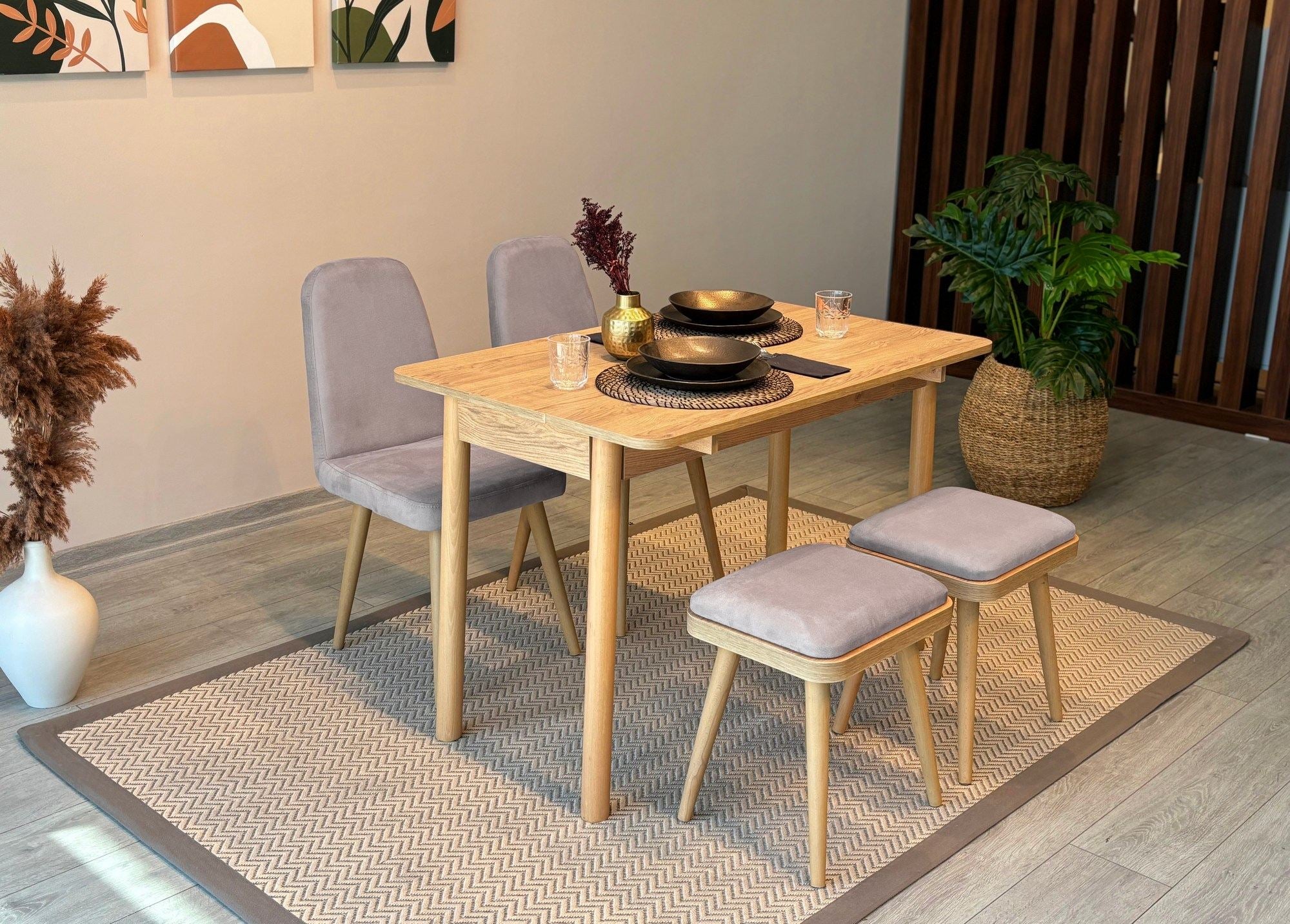 Conjunto de mesa de jantar extensível e cadeiras (5 peças)-Vina-Carvalho
Cinza Soho