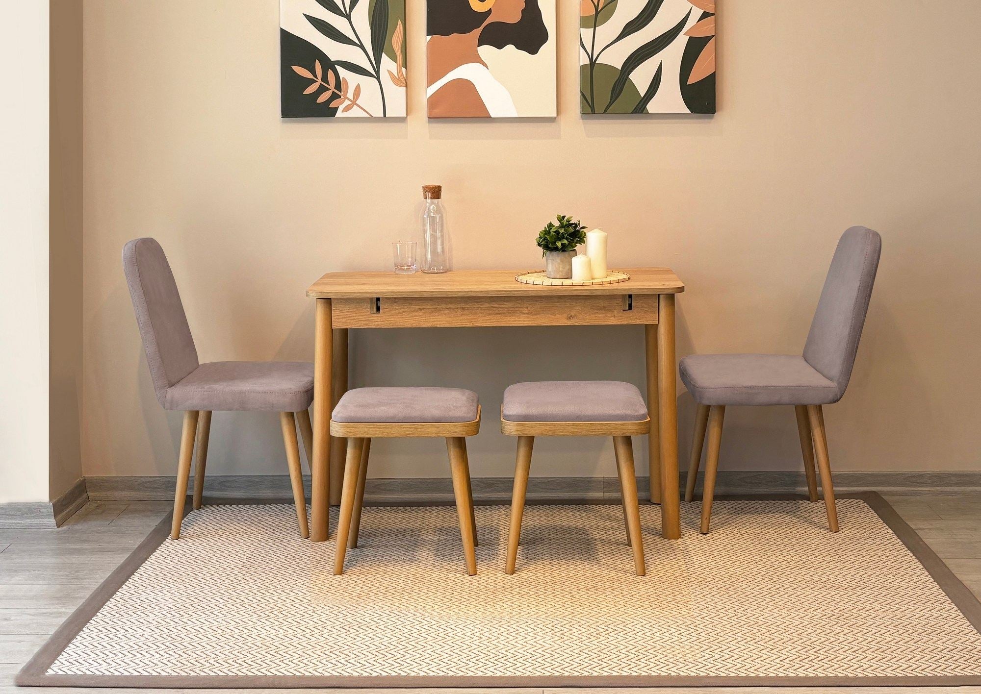 Conjunto de mesa de jantar extensível e cadeiras (5 peças)-Vina-Carvalho
Cinza Soho