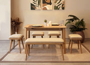 Conjunto de mesa de jantar extensível e cadeiras (6 peças)-Vina-Carvalho
Creme