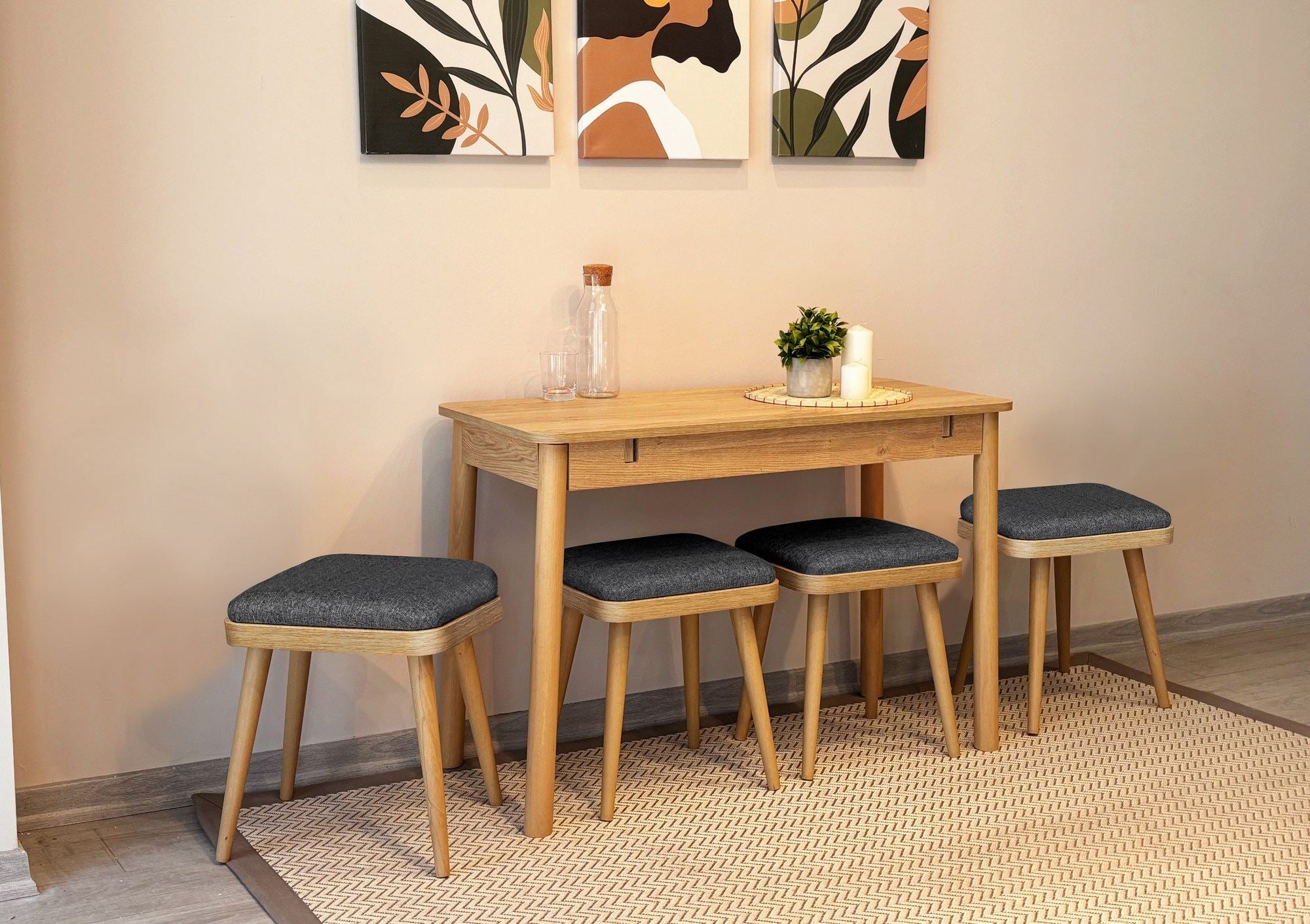 Conjunto de mesa de jantar extensível e cadeiras (6 peças)-Vina-Carvalho
Antracite