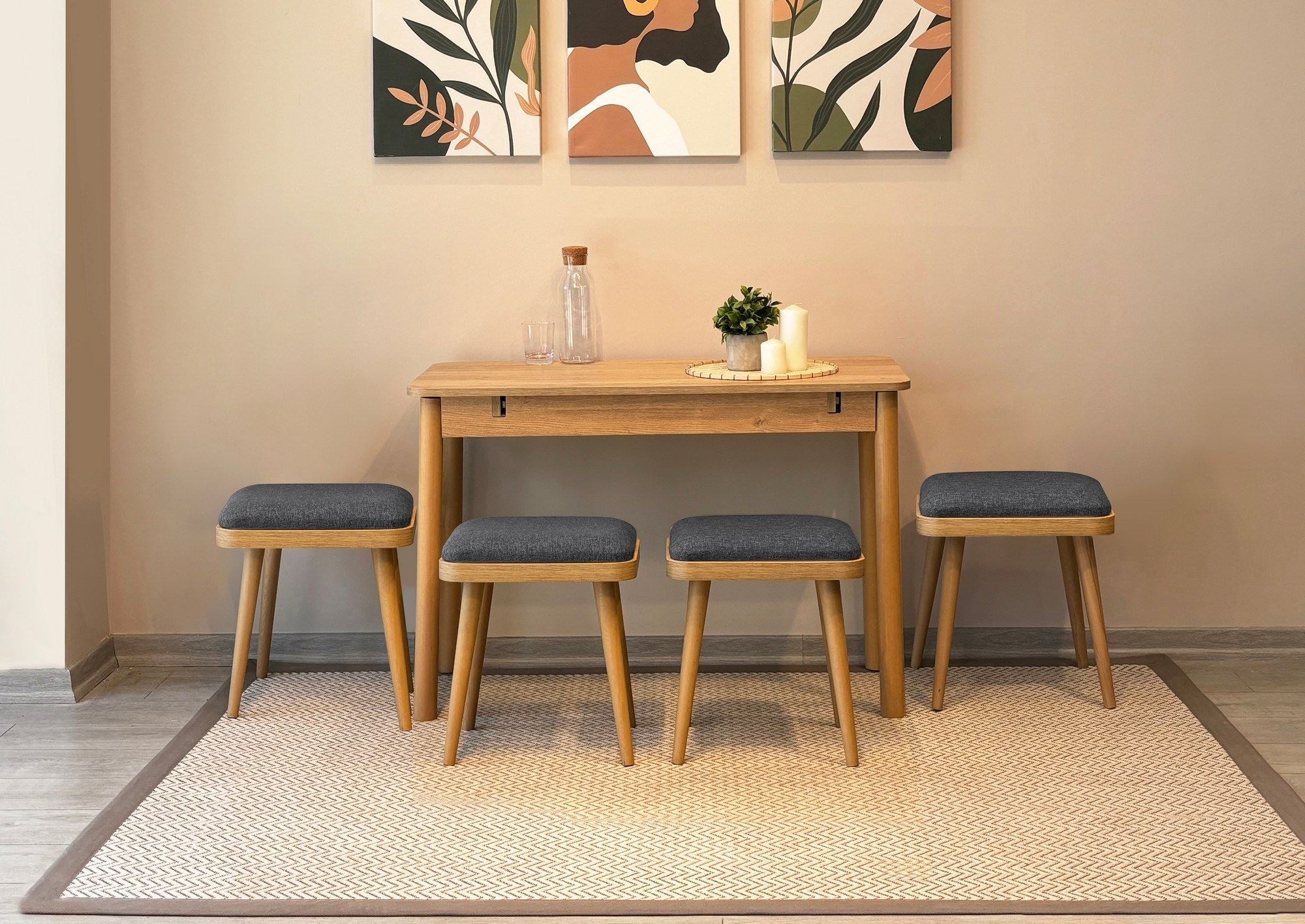 Conjunto de mesa de jantar extensível e cadeiras (6 peças)-Vina-Carvalho
Antracite