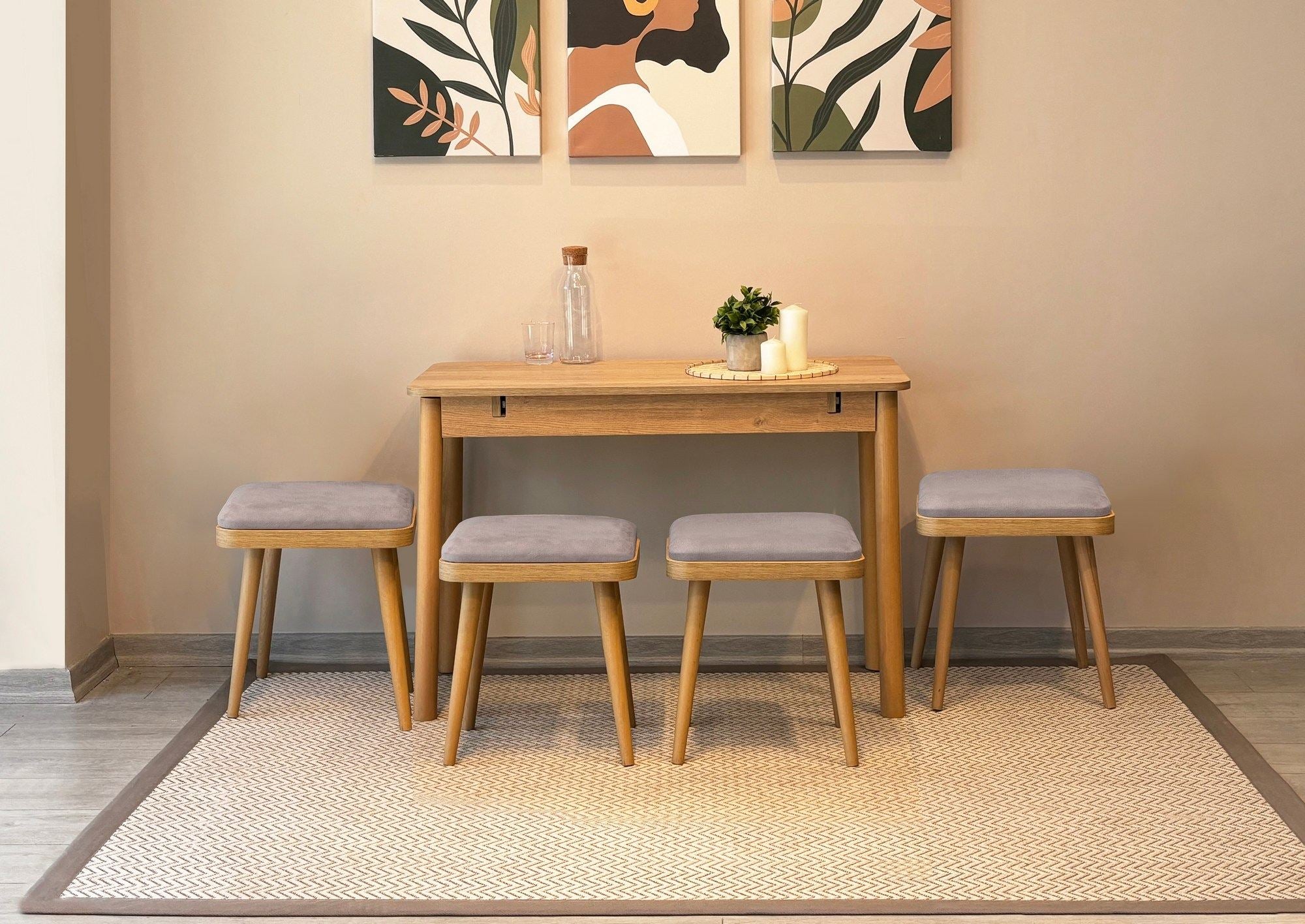 Conjunto de mesa de jantar extensível e cadeiras (6 peças)-Vina-Carvalho
Cinza Soho