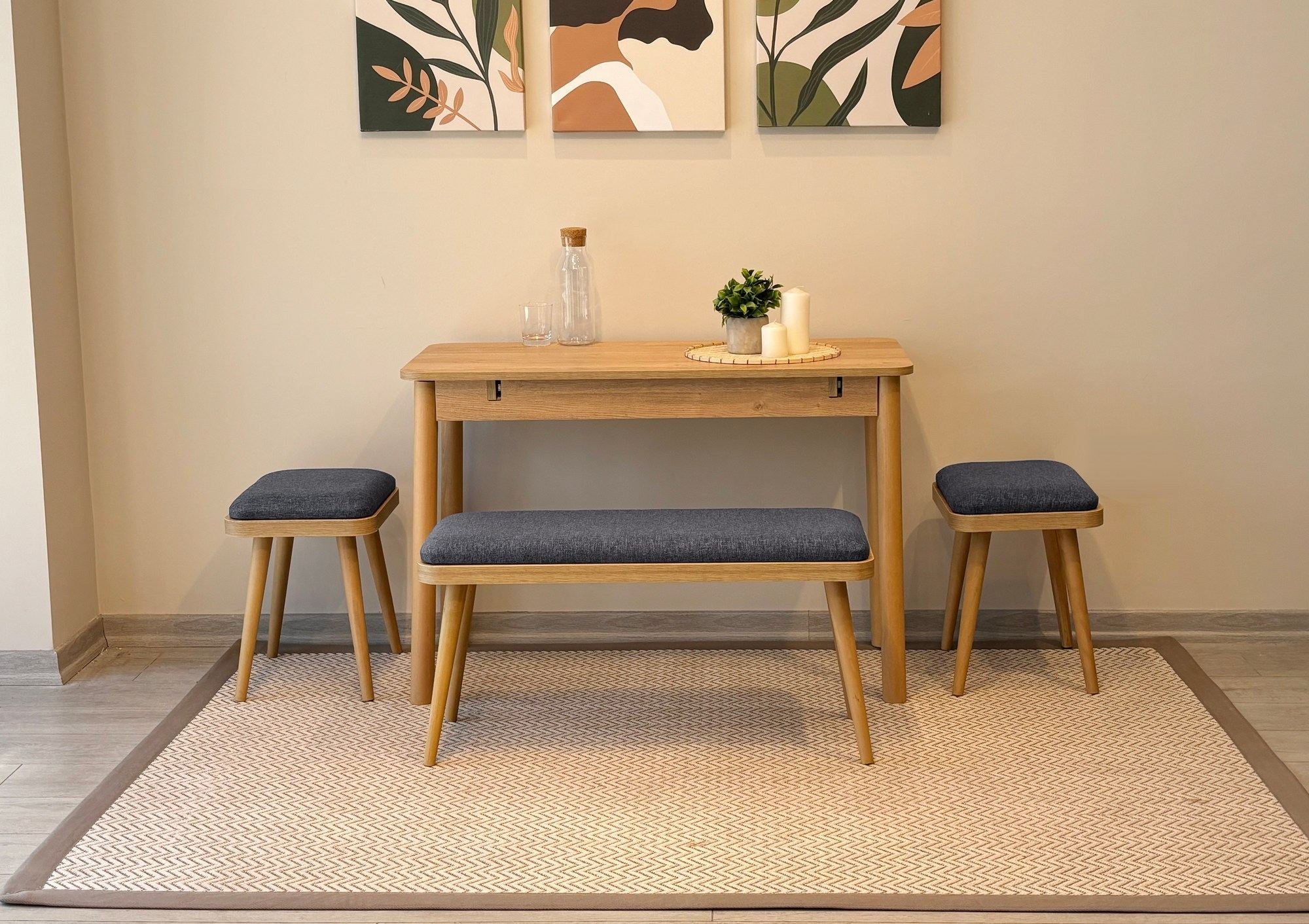 Conjunto de mesa de jantar extensível e cadeiras (4 peças)-Vina-Carvalho
Antracite