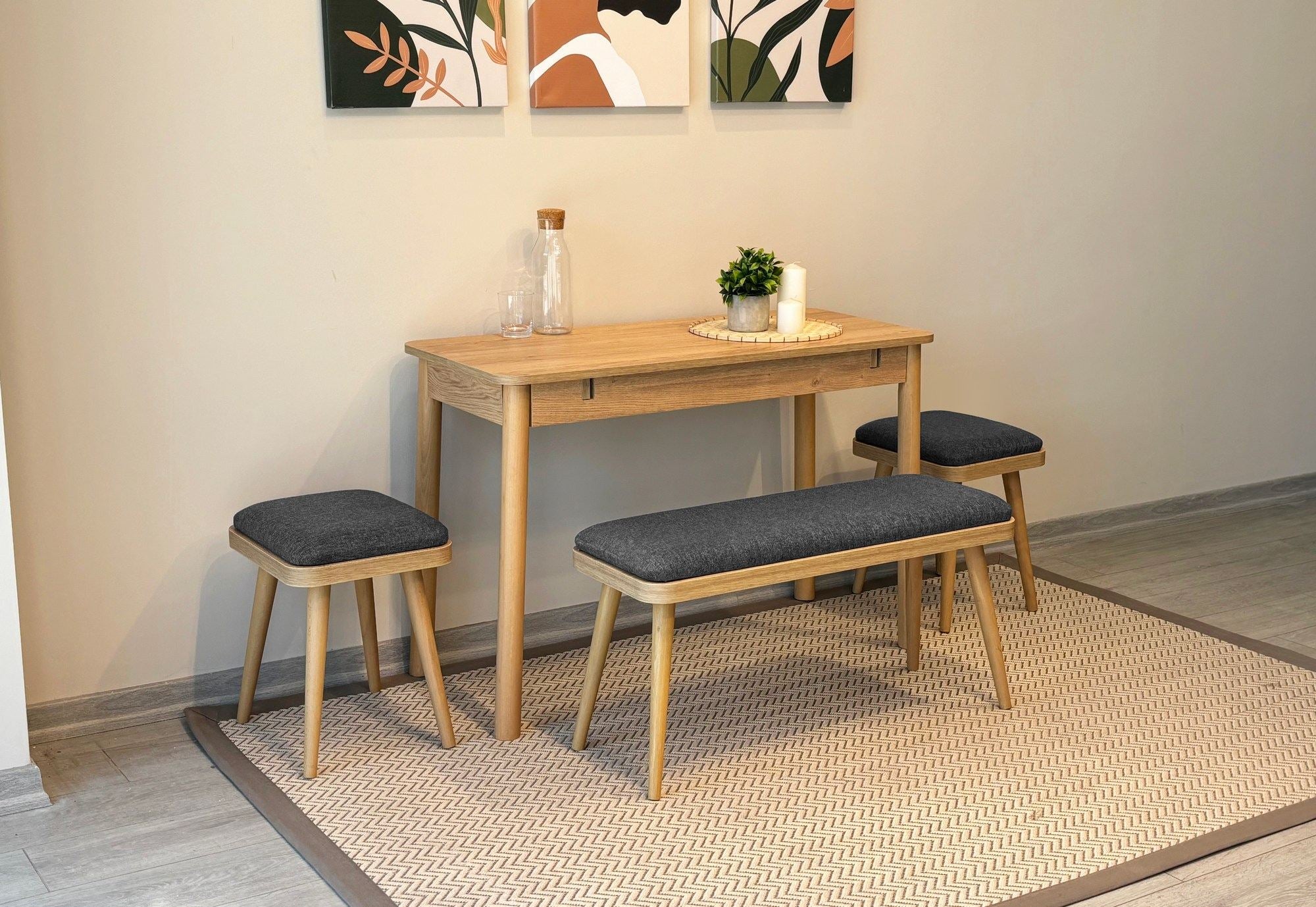 Conjunto de mesa de jantar extensível e cadeiras (4 peças)-Vina-Carvalho
Antracite