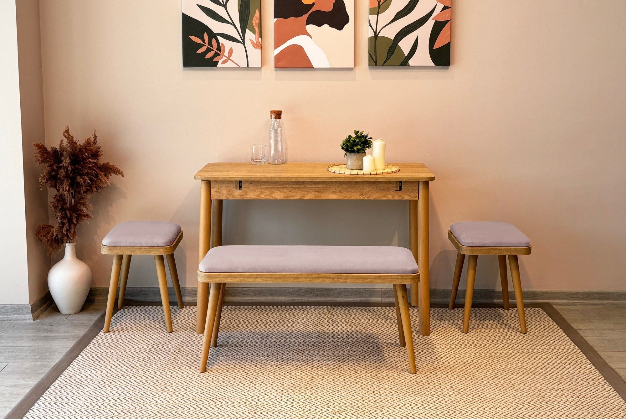 Conjunto de mesa de jantar extensível e cadeiras (4 peças)-Vina-Carvalho
Cinza Soho