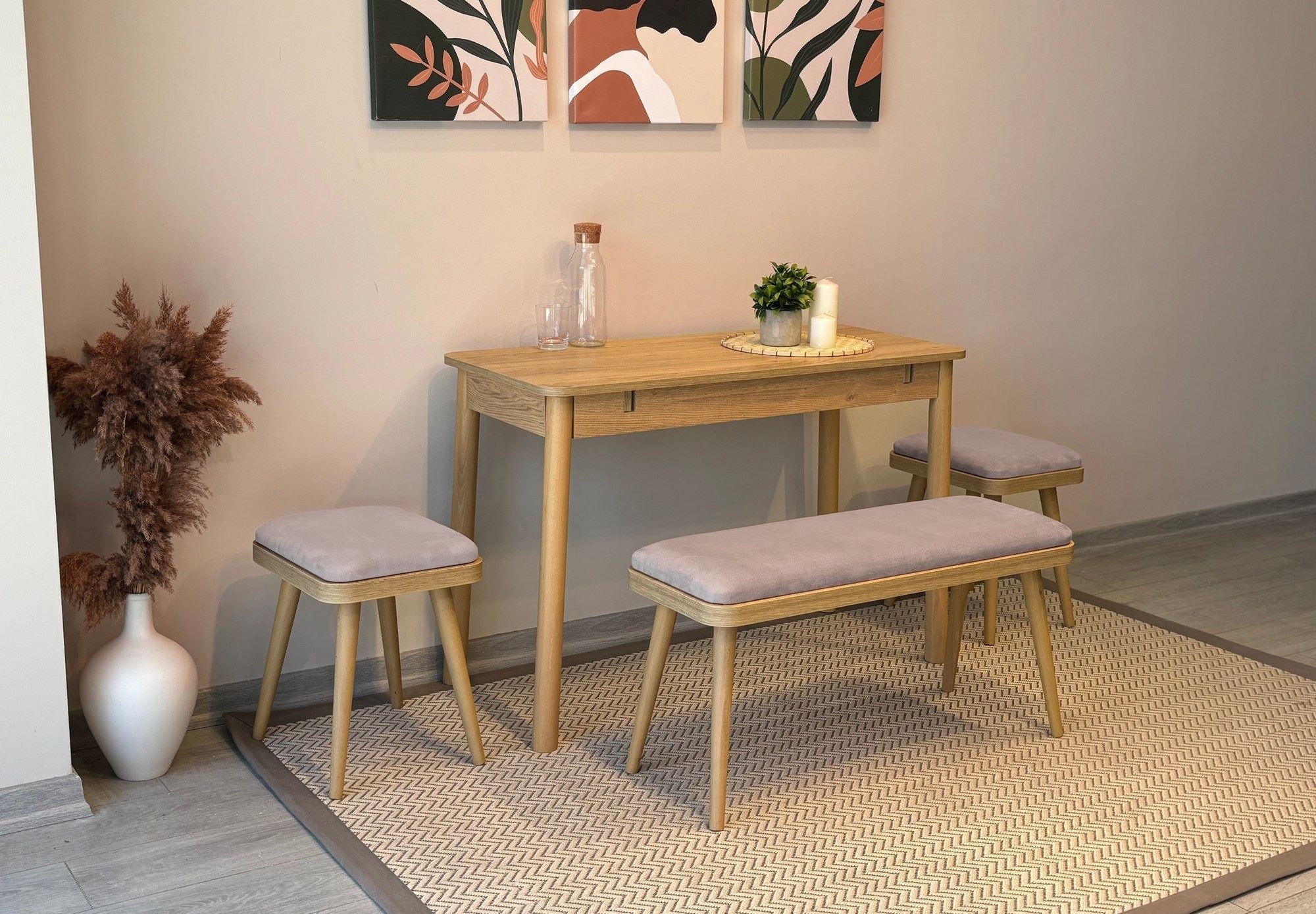 Conjunto de mesa de jantar extensível e cadeiras (4 peças)-Vina-Carvalho
Cinza Soho