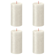 Bolsius Velas rústicas cilíndricas Shimmer 4 pcs 130x68 mm marfim