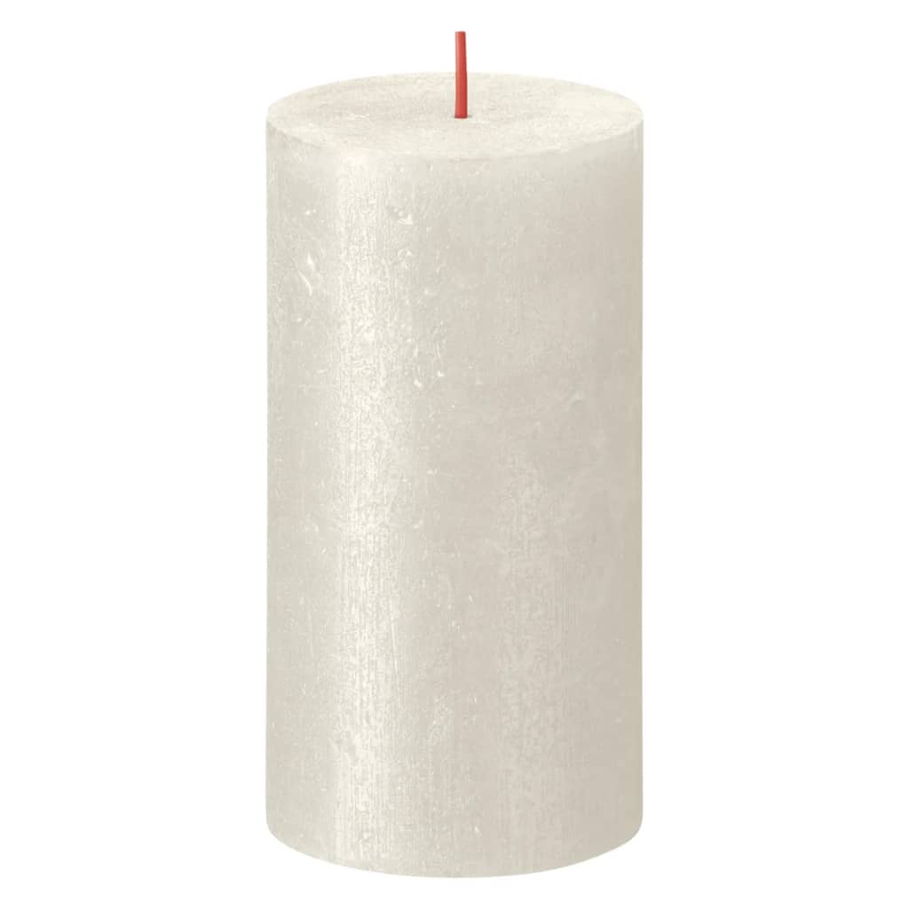 Bolsius Velas rústicas cilíndricas Shimmer 4 pcs 130x68 mm marfim