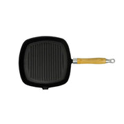 Frigideira de ferro fundido alça de madeira 20 x 20 cm