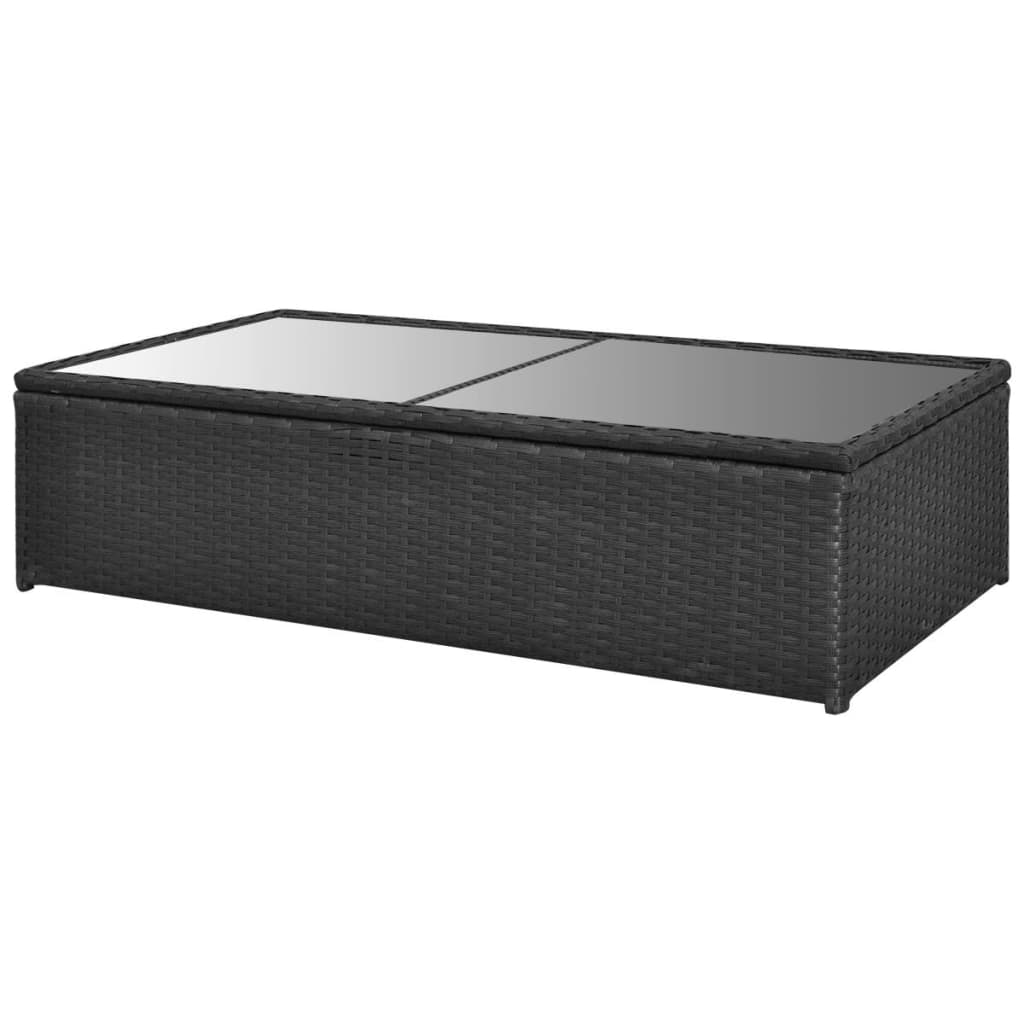 4 pcs conjunto lounge de jardim c/ almofadões vime PE preto