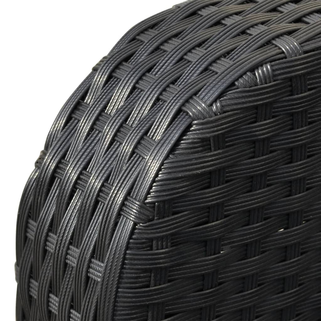 4 pcs conjunto lounge de jardim c/ almofadões vime PE preto