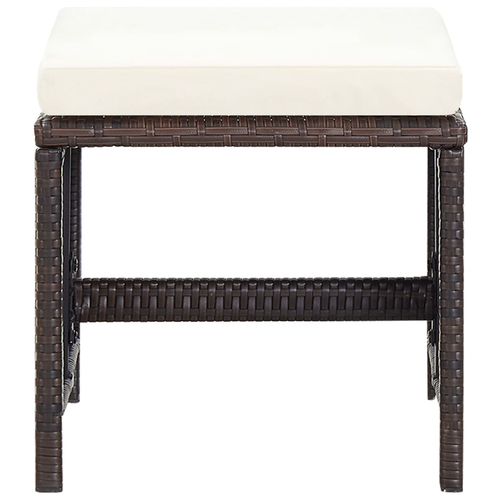 5 pcs conjunto de jantar exterior c/ almofadões vime castanho