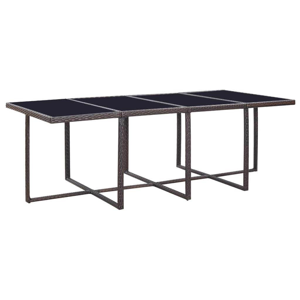 13 pcs conjunto jantar exterior com almofadões vime PE castanho