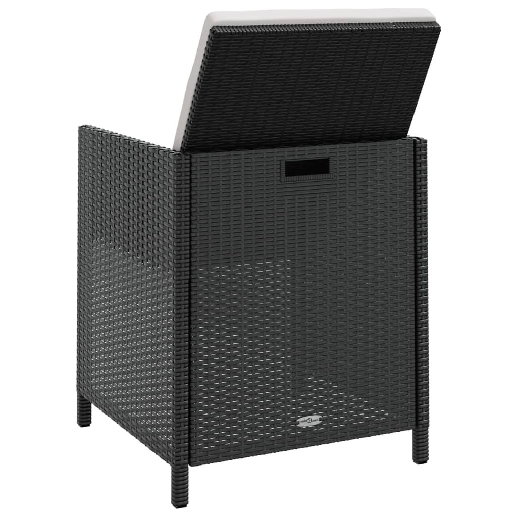 11 pcs conjunto jantar p/ exterior vime e madeira acácia preto