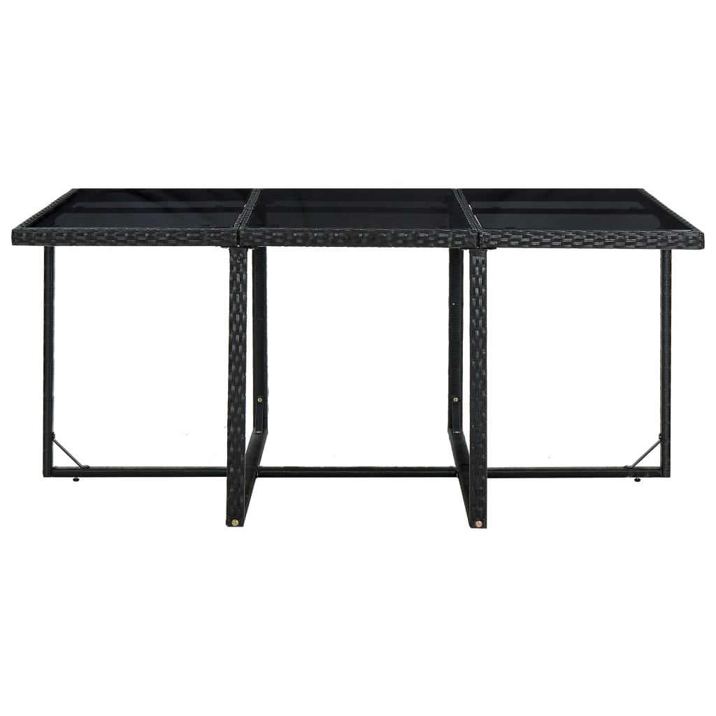 11 pcs conjunto jantar exterior com almofadões vime PE preto