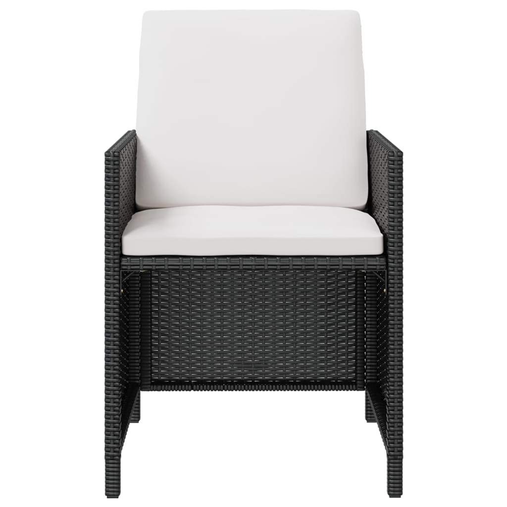 11 pcs conjunto jantar exterior com almofadões vime PE preto