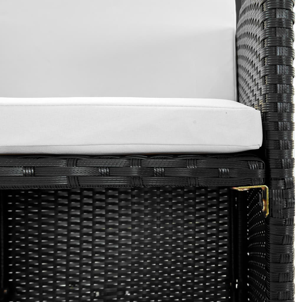 13 pcs conjunto jantar exterior com almofadões vime PE preto