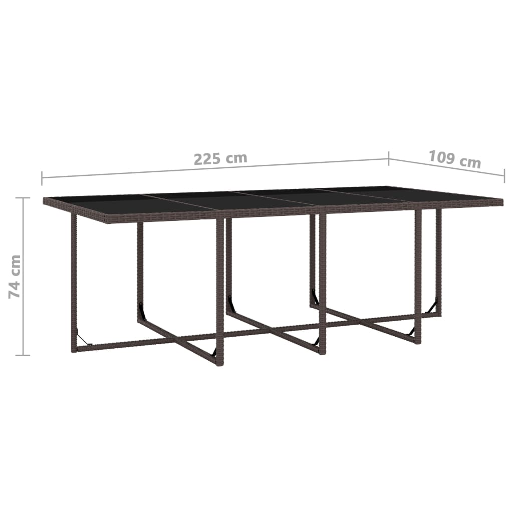 13 pcs conjunto jantar exterior com almofadões vime PE castanho