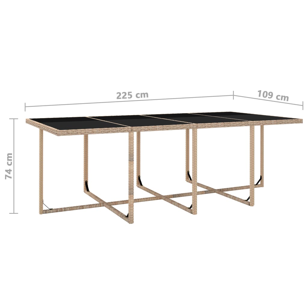 13 pcs conjunto jantar exterior com almofadões vime PE bege