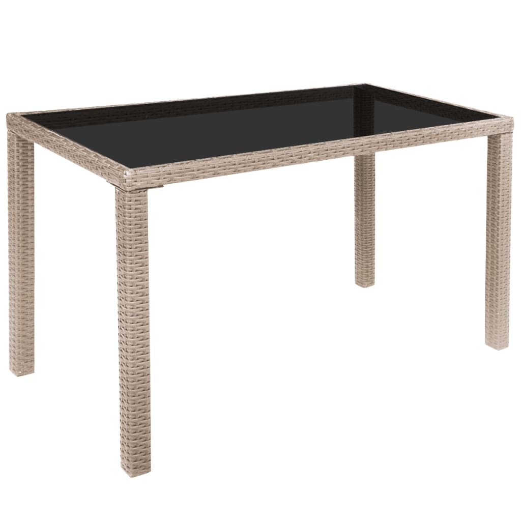 5 pcs conjunto jantar exterior com almofadões vime PE bege