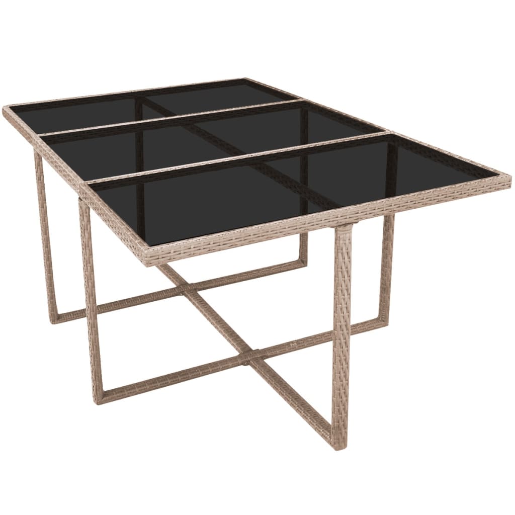 11 pcs conjunto jantar exterior com almofadões vime PE bege