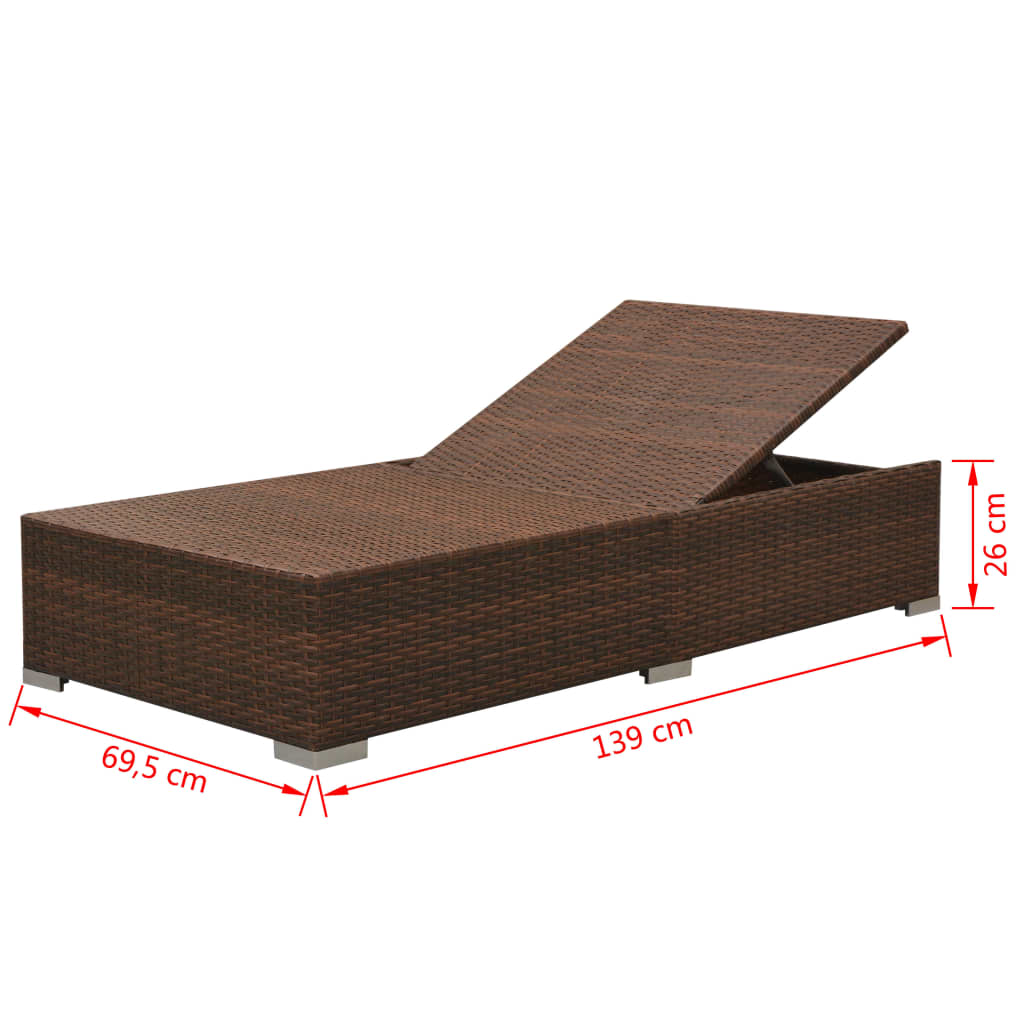 3 pcs conjunto lounge jardim c/ almofadões vime PE castanho