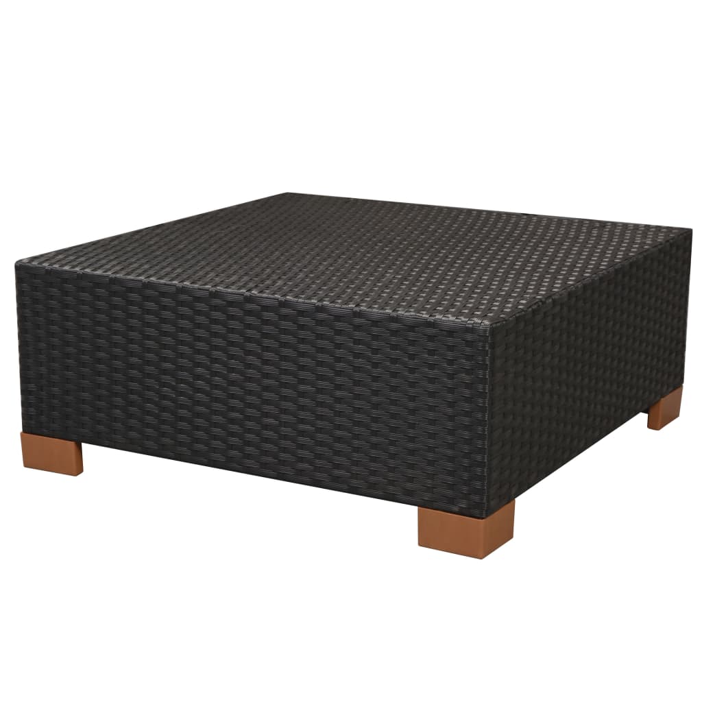 6 pcs conjunto lounge de jardim c/ almofadões vime PE preto
