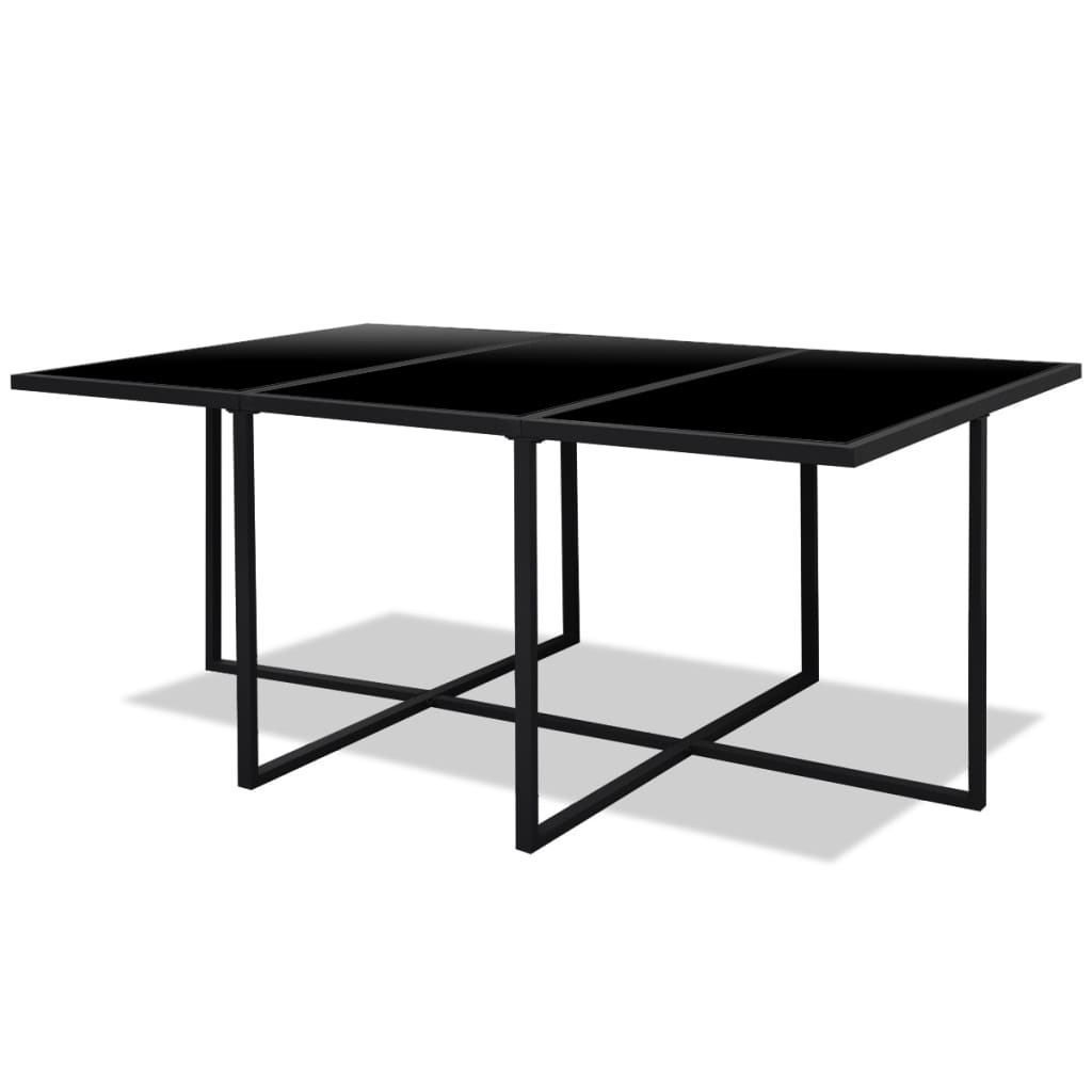 11 pcs conjunto jantar exterior com almofadões vime PE preto