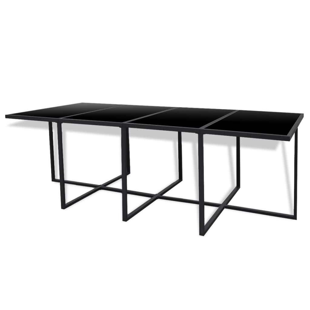 13 pcs conjunto jantar exterior com almofadões vime PE preto