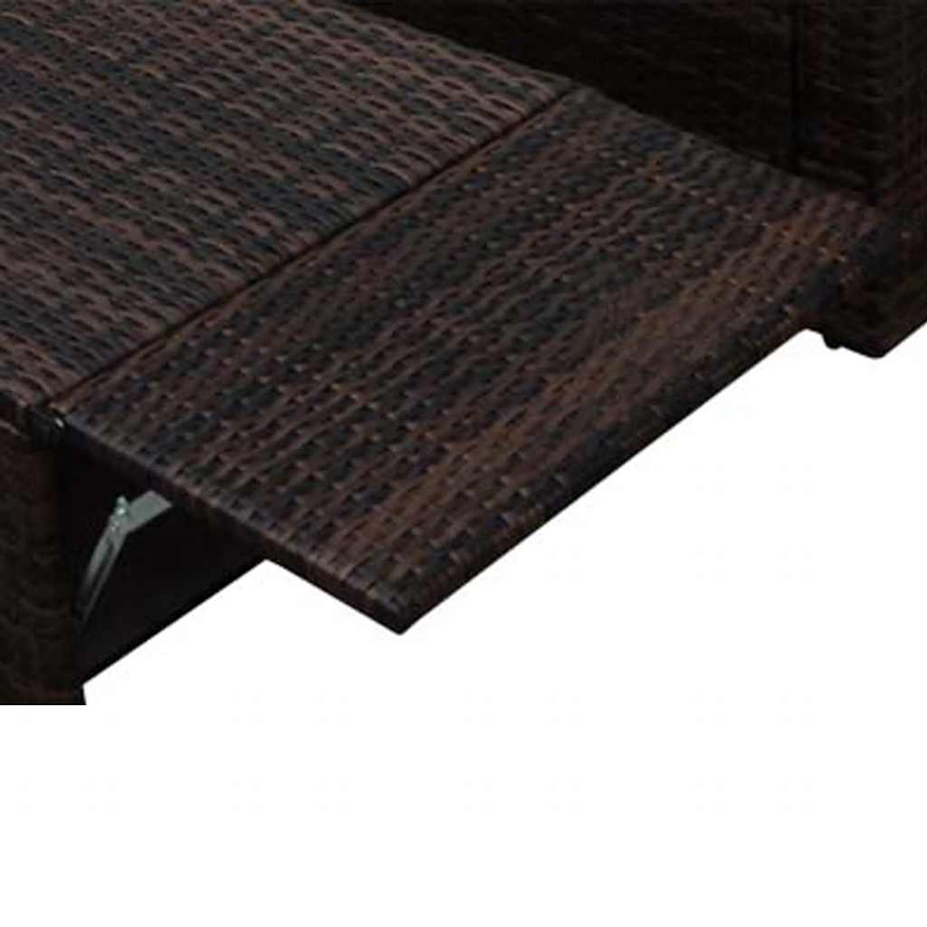 2 pcs conjunto lounge de jardim c/ almofadões vime PE castanho