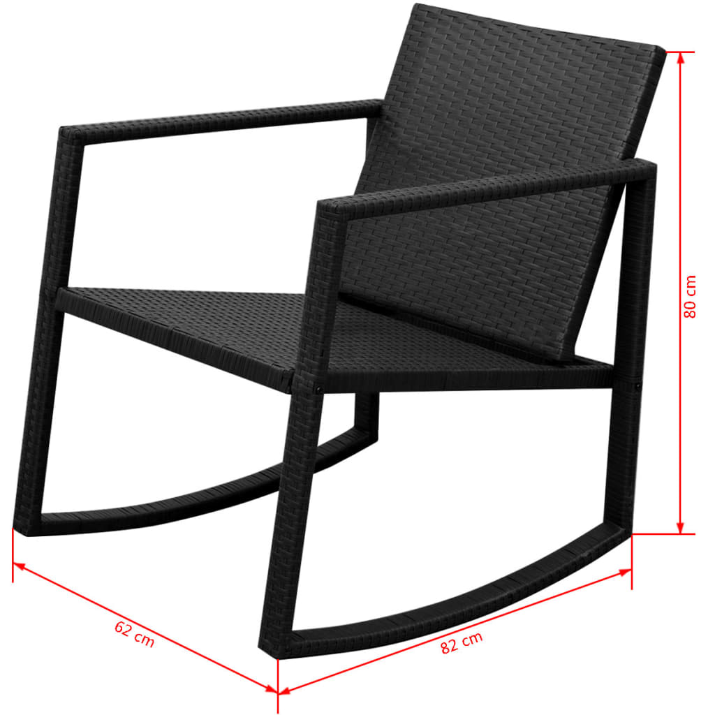 3 pcs conjunto bistrô vime PE preto