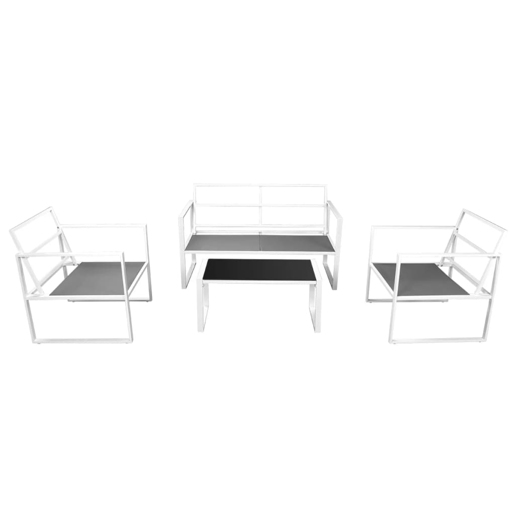 4 pcs conjunto lounge de jardim c/ almofadões aço branco